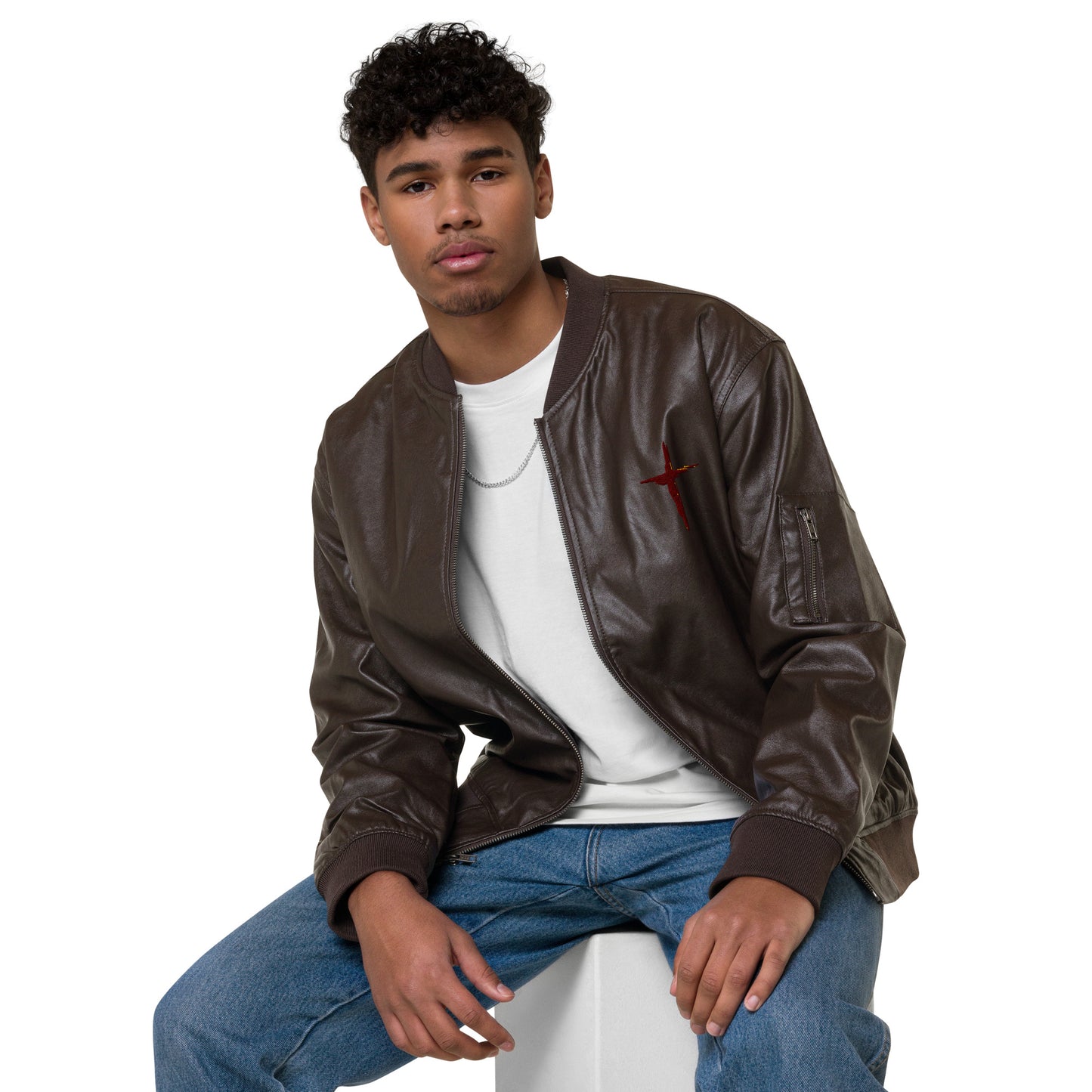 Sanctified Eagle- Leather Bomber Jacket