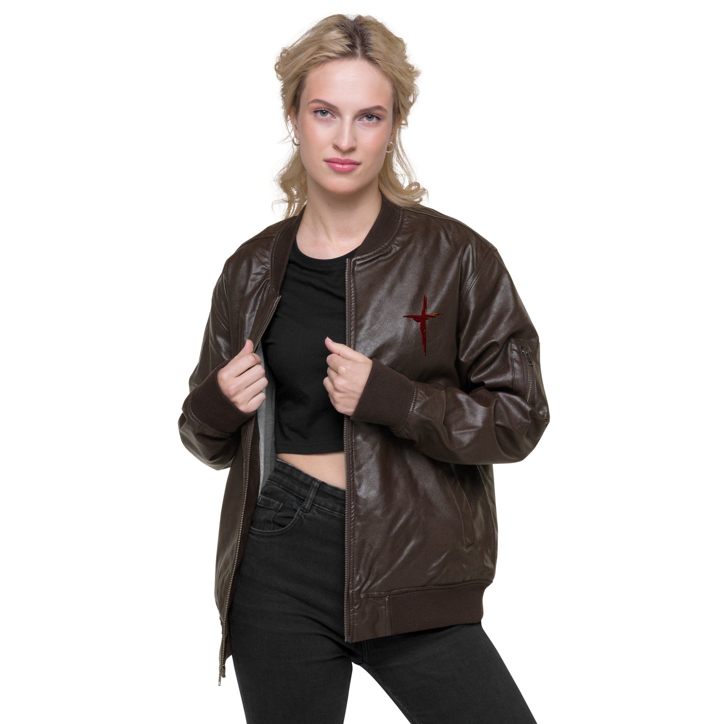 Sanctified Eagle- Leather Bomber Jacket