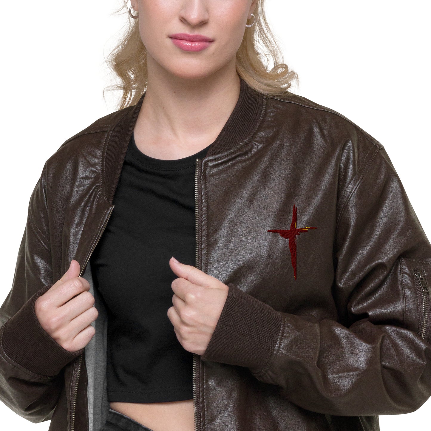 Sanctified Eagle- Leather Bomber Jacket