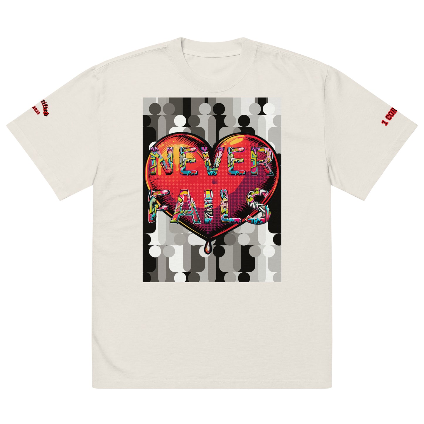 LOVE NEVER FAILS- Oversized faded t-shirt