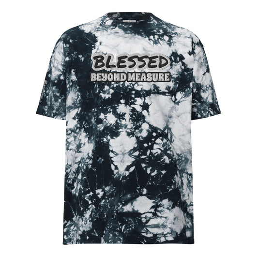 BLESSEDS BEYOND MEASURE- EMBROIDERED, Oversized tie-dye t-shirt