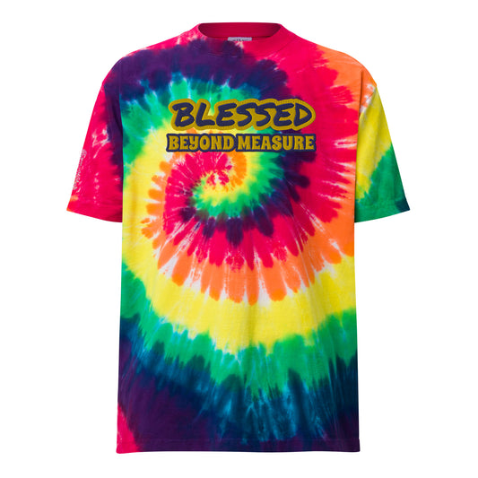 BLESSED BEYOND MEASURE- EMBROIDERED, Oversized tie-dye t-shirt