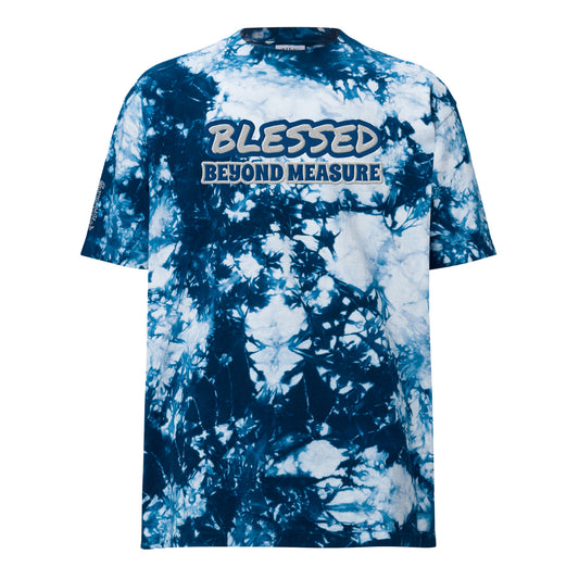 BLESSED BEYOND MEASURE- EMBROIDERED, Oversized tie-dye t-shirt