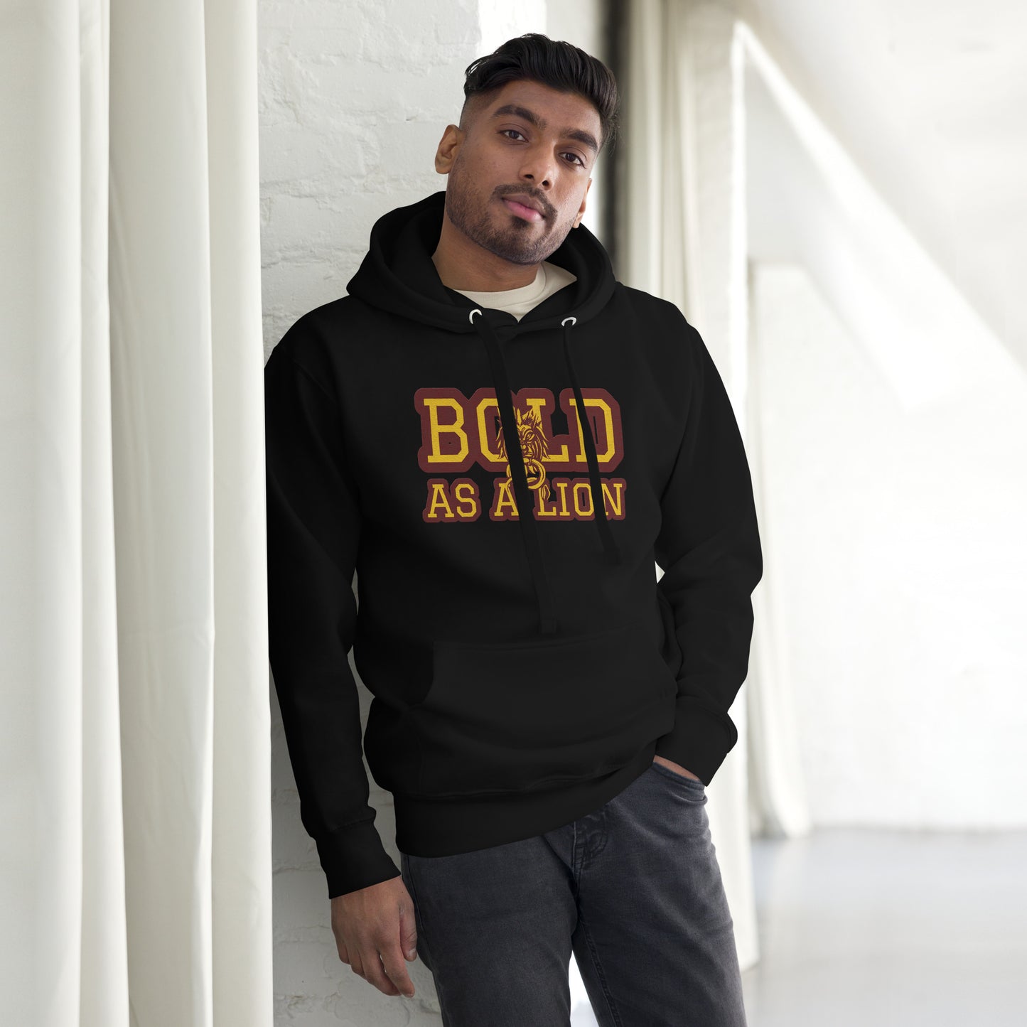 BOLD AS A LION- EMBROIDERED FRONT Unisex Hoodie