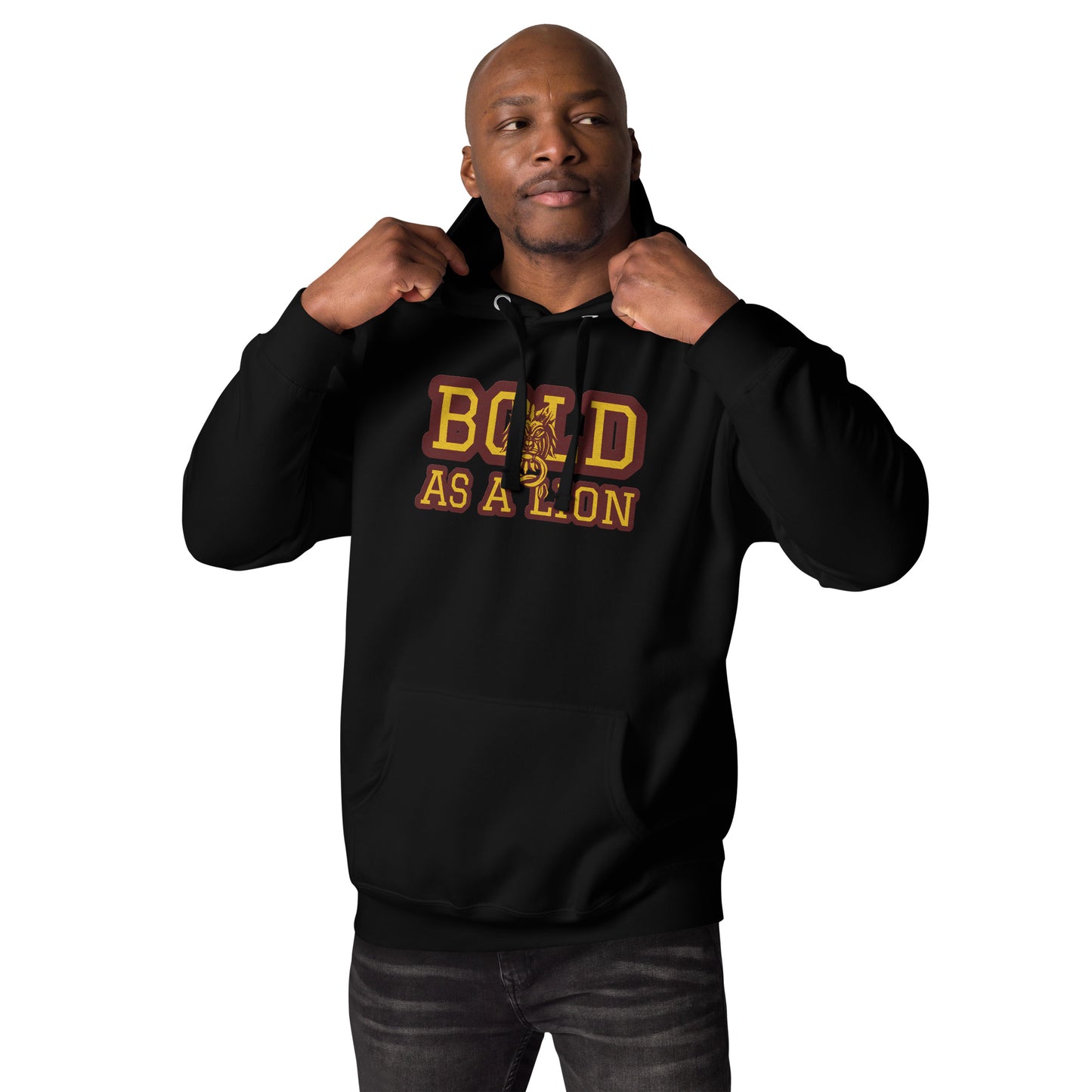 BOLD AS A LION- EMBROIDERED FRONT Unisex Hoodie