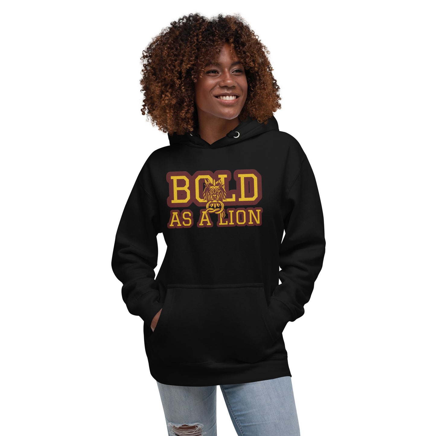 BOLD AS A LION- EMBROIDERED FRONT Unisex Hoodie