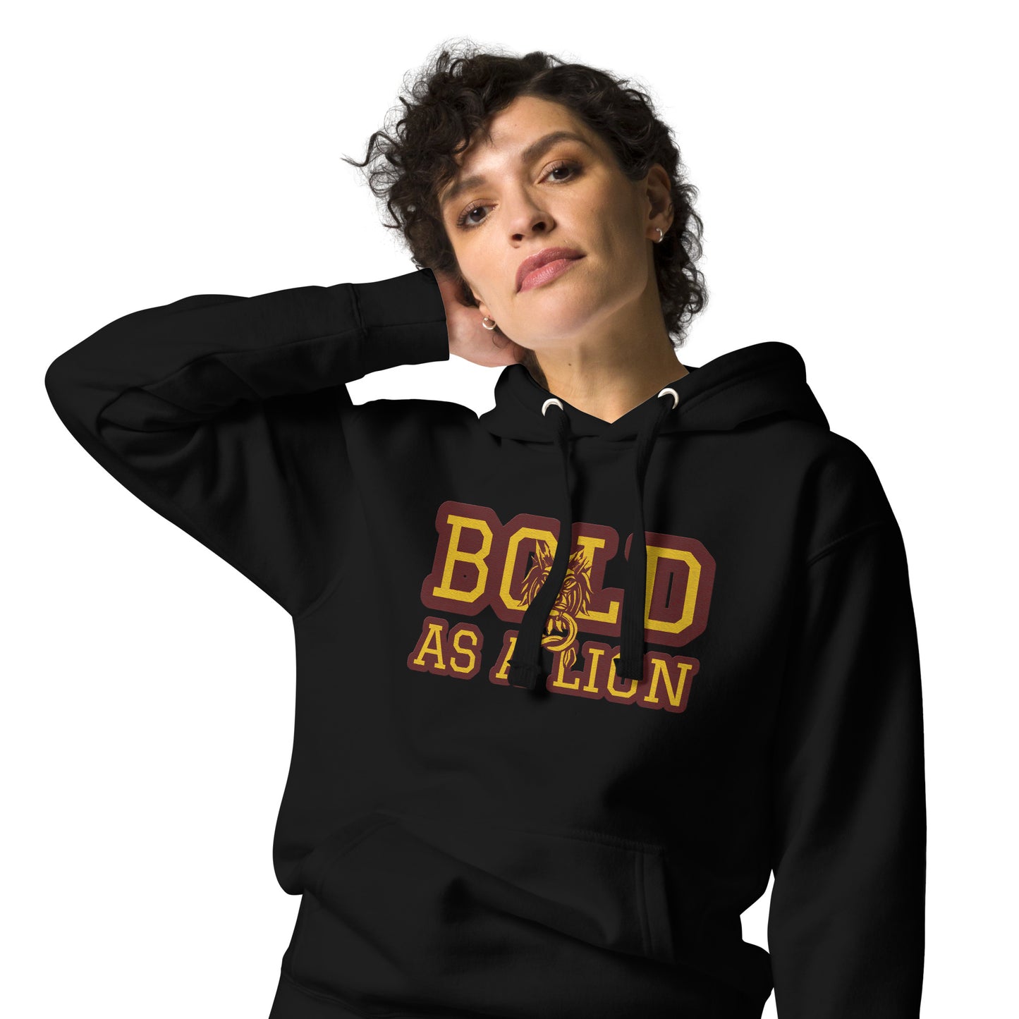 BOLD AS A LION- EMBROIDERED FRONT Unisex Hoodie