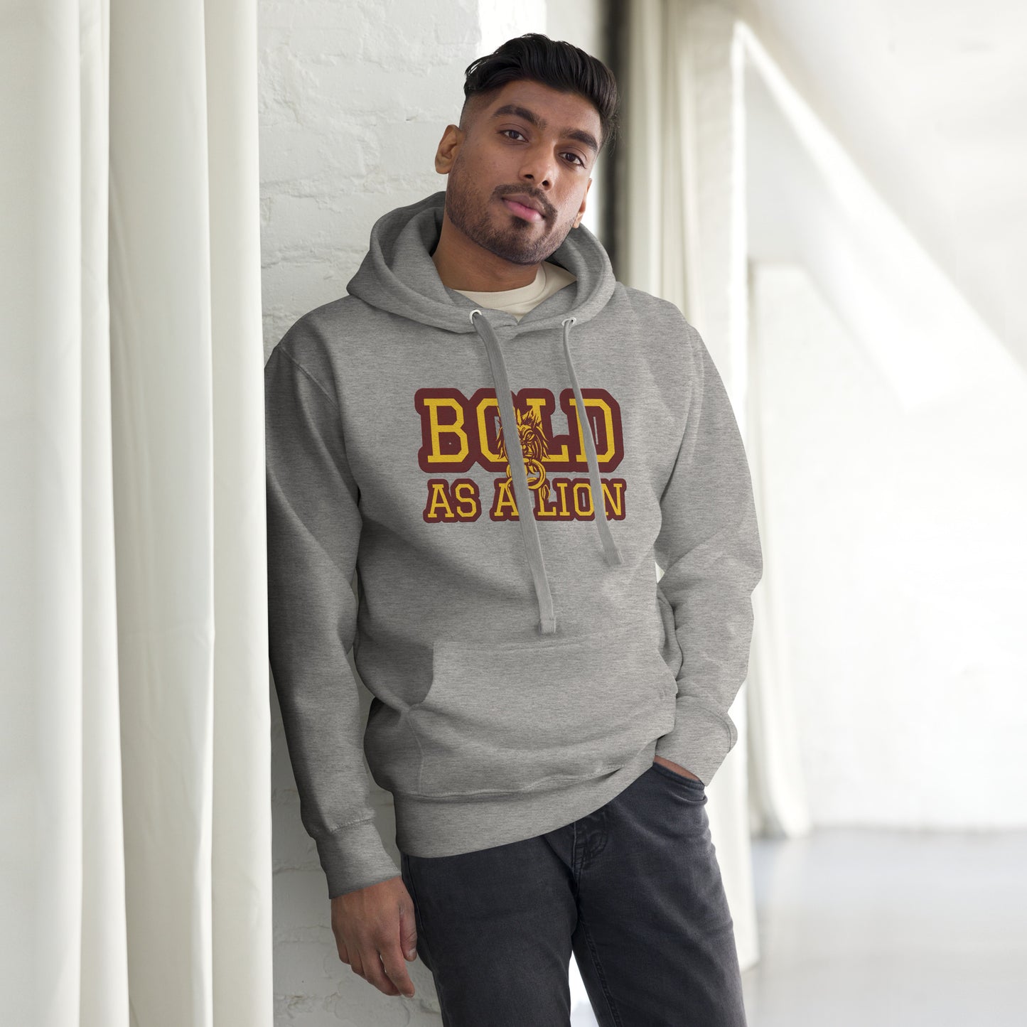 BOLD AS A LION- EMBROIDERED FRONT Unisex Hoodie