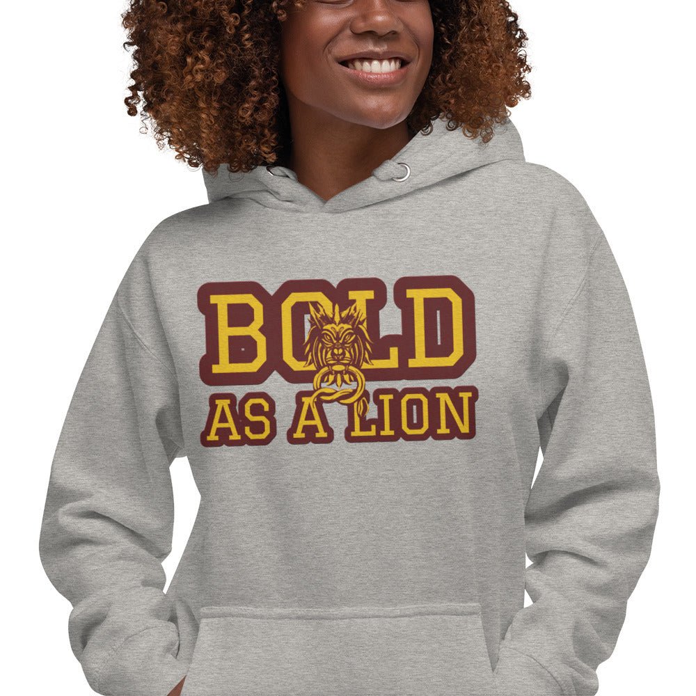 BOLD AS A LION- EMBROIDERED FRONT Unisex Hoodie