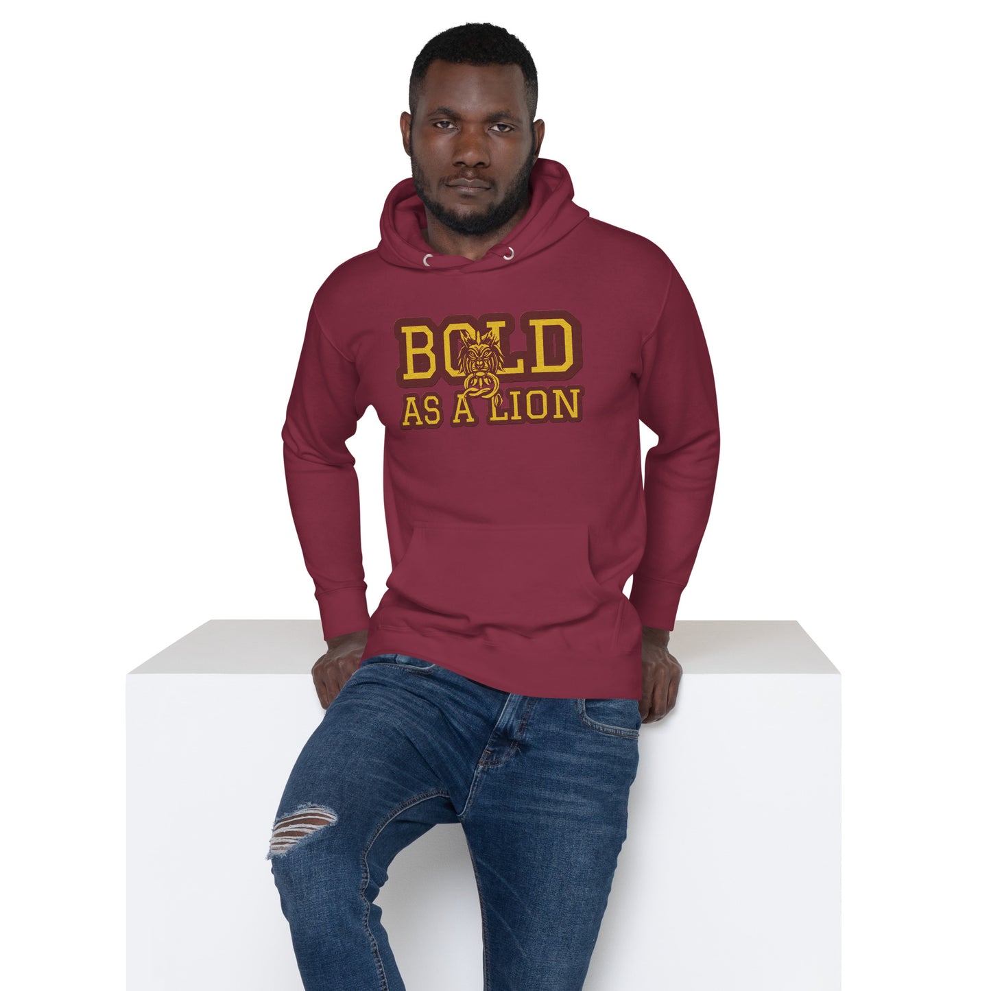 BOLD AS A LION- EMBROIDERED FRONT Unisex Hoodie