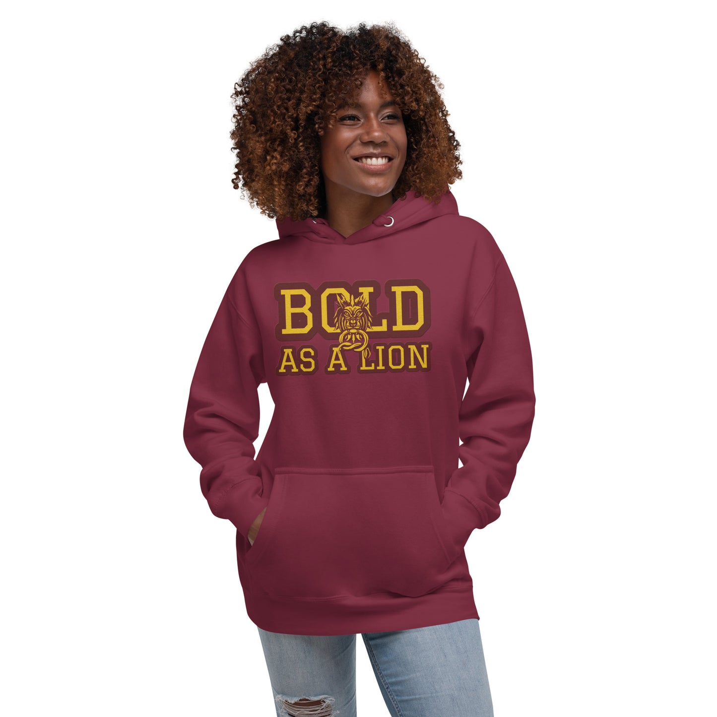 BOLD AS A LION- EMBROIDERED FRONT Unisex Hoodie