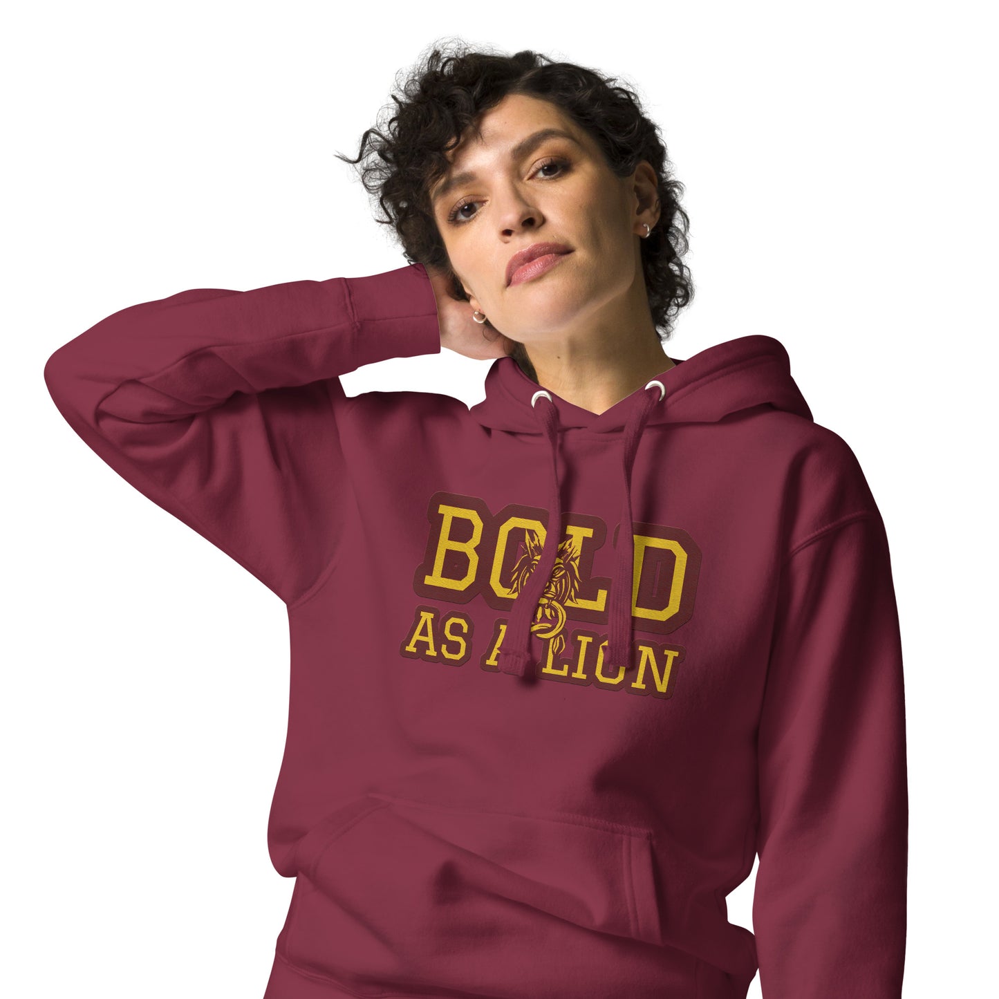 BOLD AS A LION- EMBROIDERED FRONT Unisex Hoodie