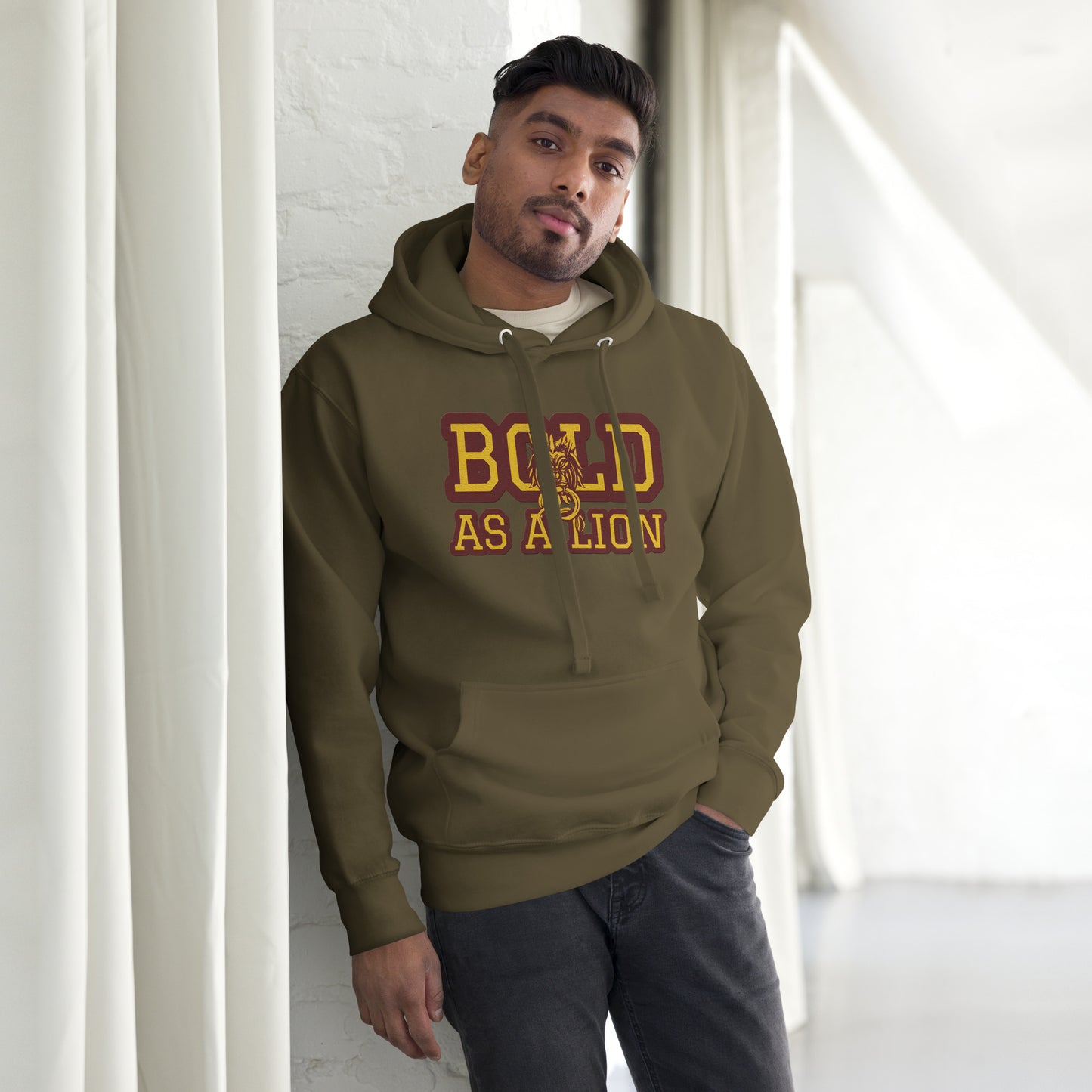 BOLD AS A LION- EMBROIDERED FRONT Unisex Hoodie