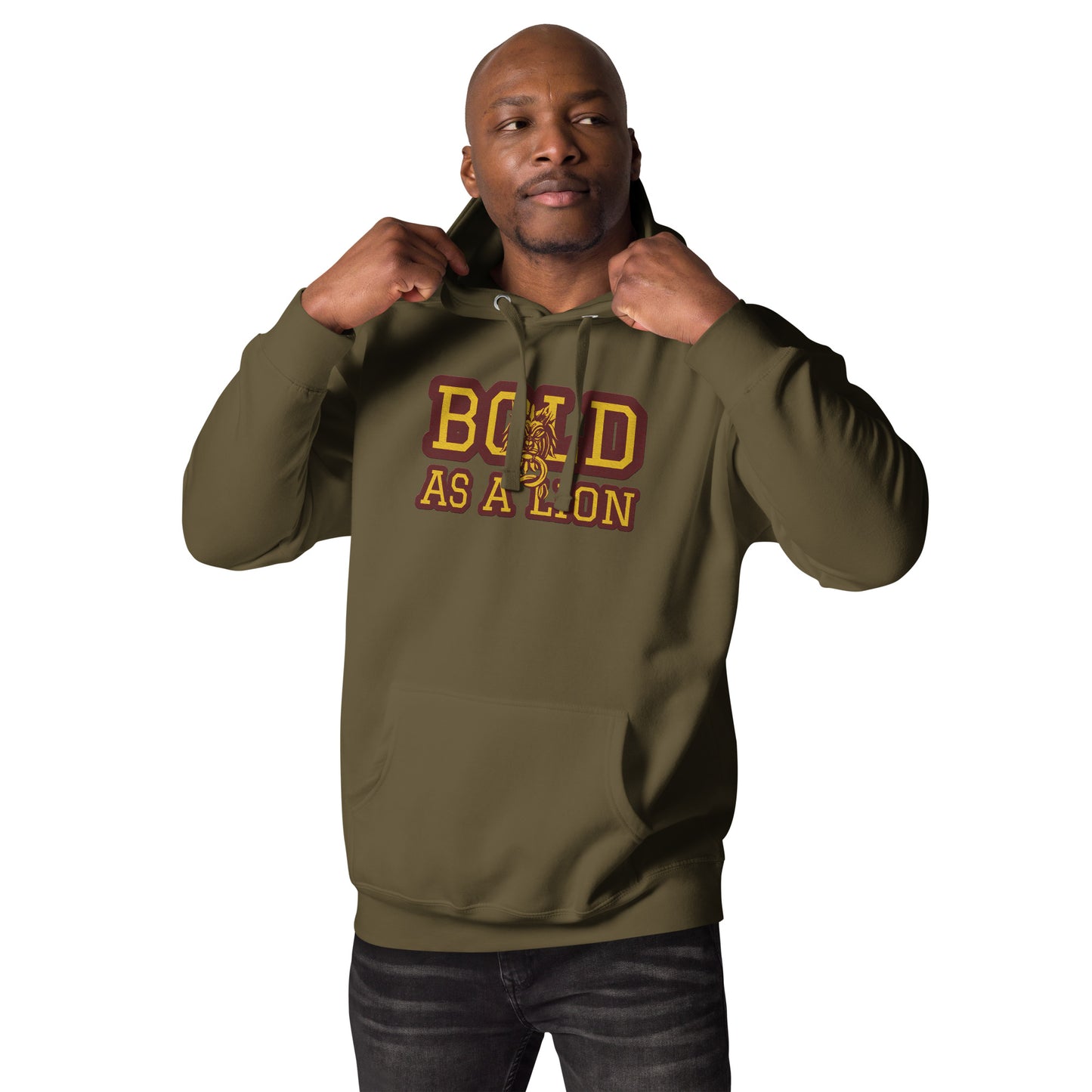 BOLD AS A LION- EMBROIDERED FRONT Unisex Hoodie