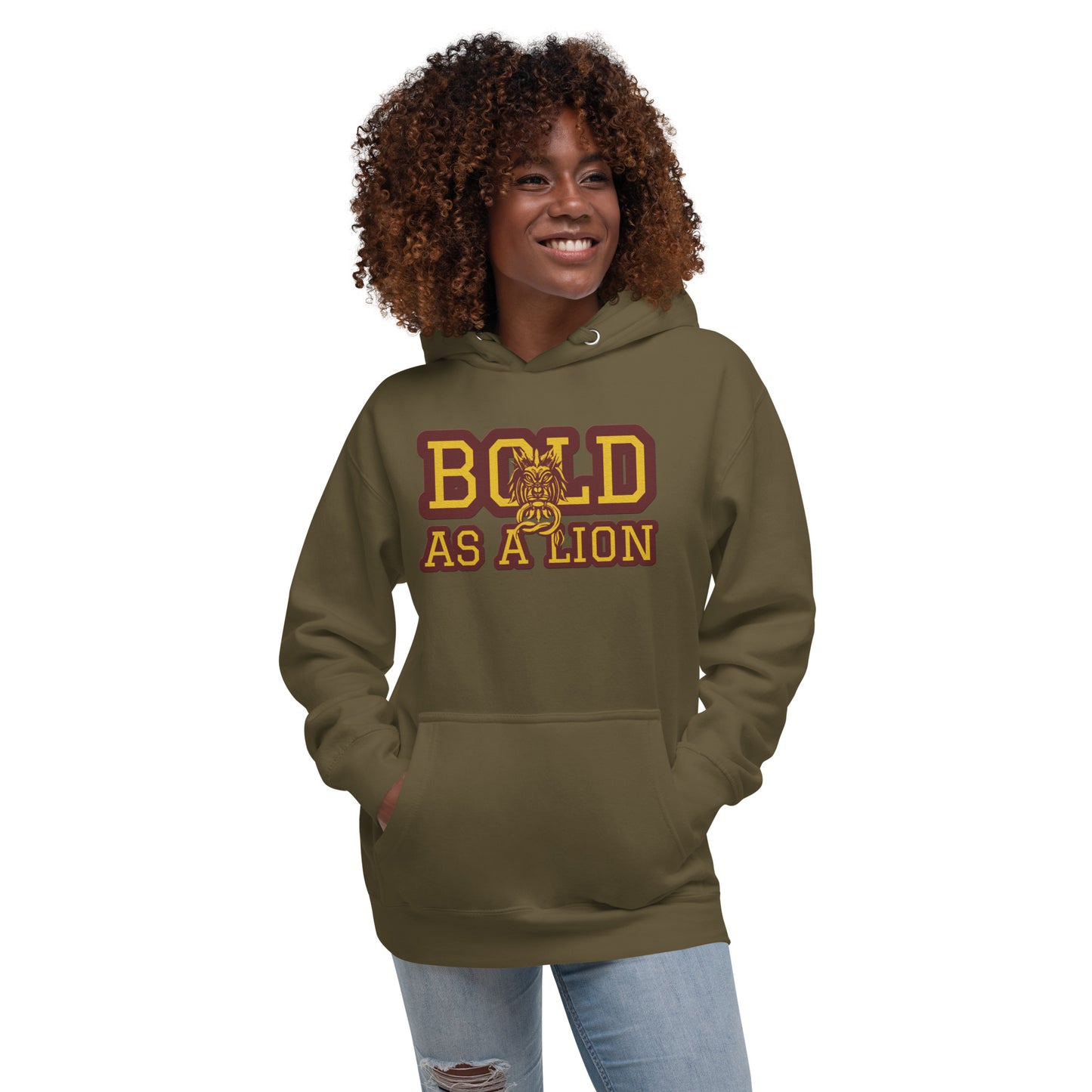 BOLD AS A LION- EMBROIDERED FRONT Unisex Hoodie