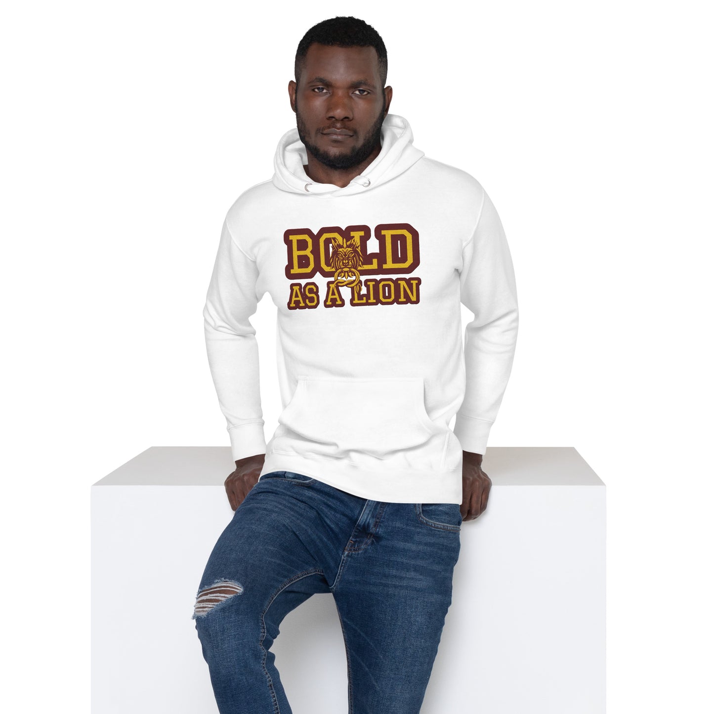 BOLD AS A LION- EMBROIDERED FRONT Unisex Hoodie