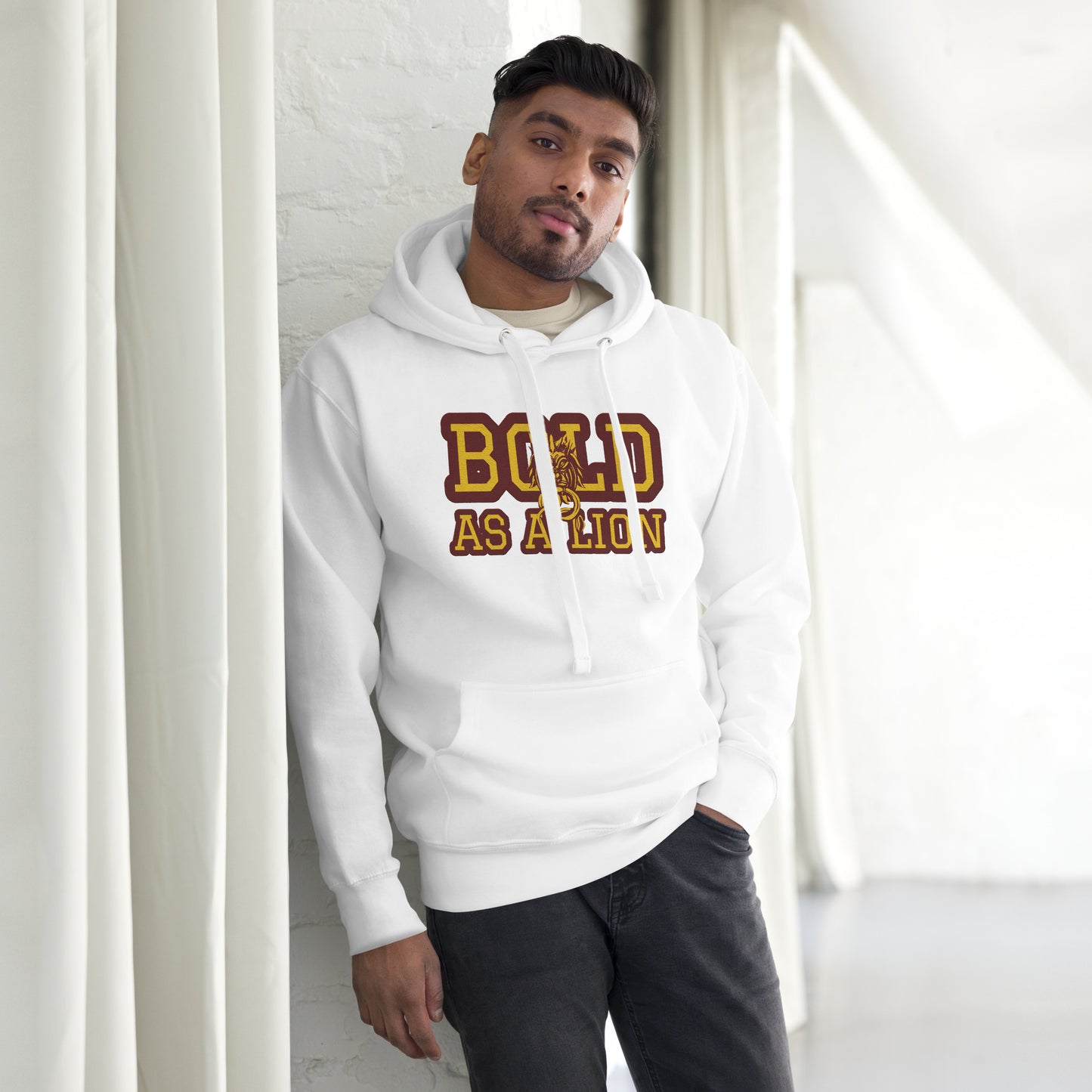 BOLD AS A LION- EMBROIDERED FRONT Unisex Hoodie