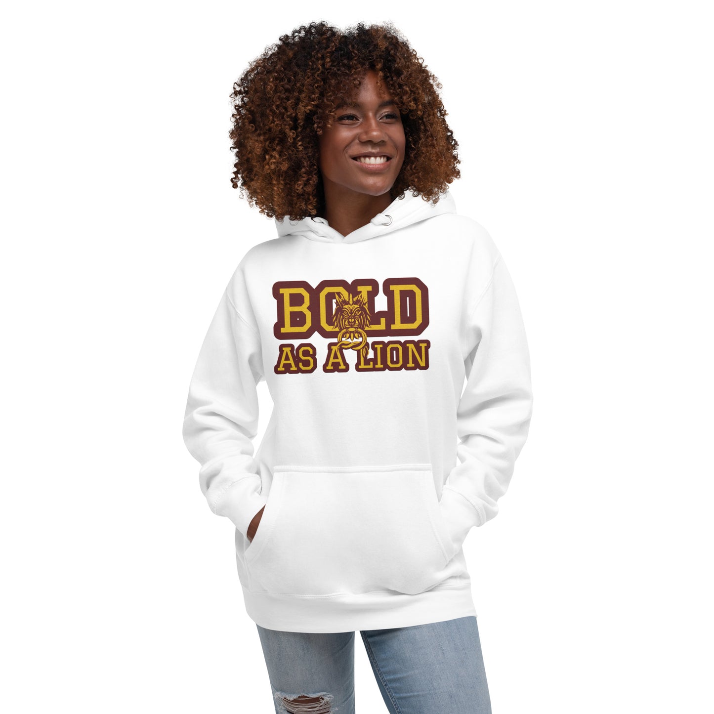 BOLD AS A LION- EMBROIDERED FRONT Unisex Hoodie