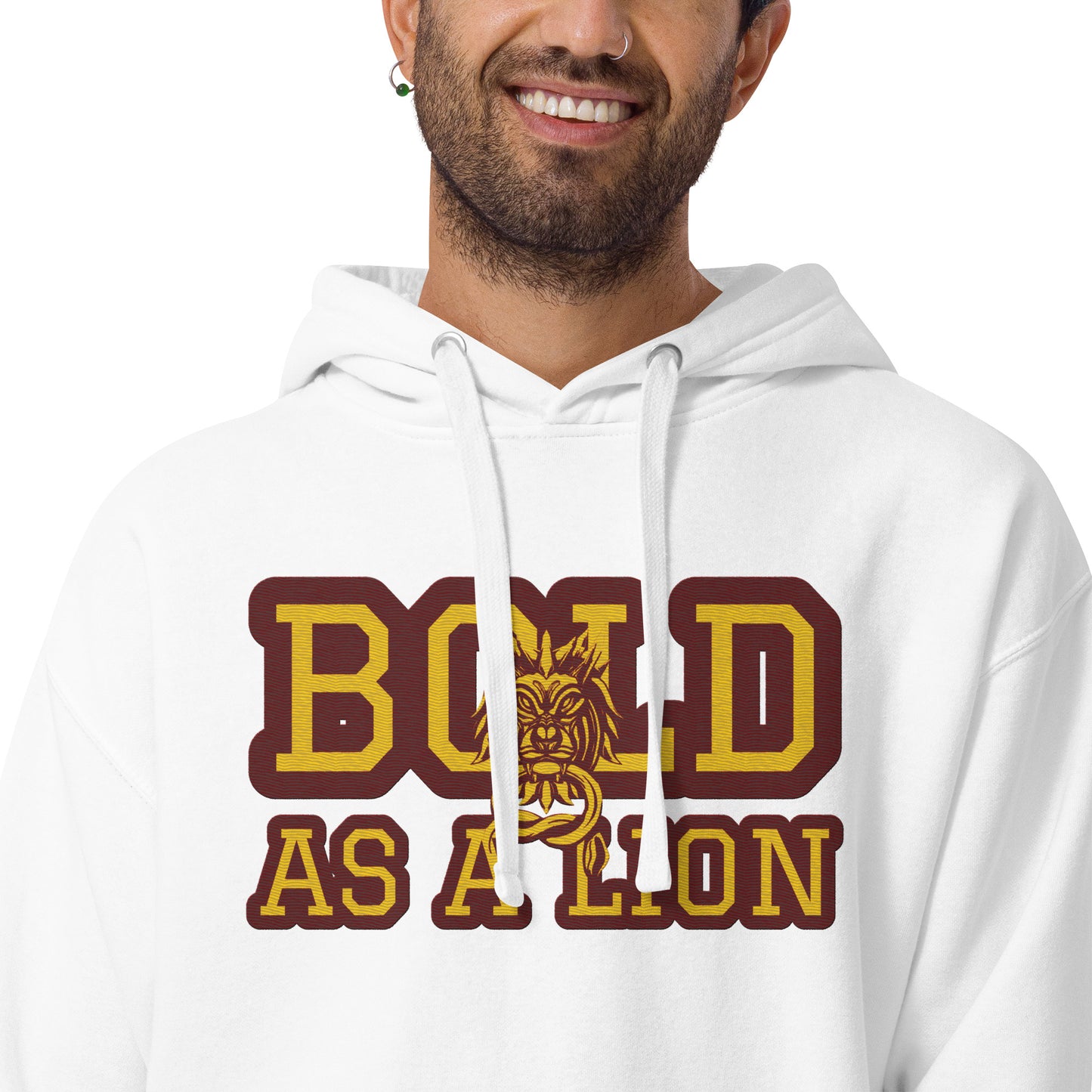 BOLD AS A LION- EMBROIDERED FRONT Unisex Hoodie