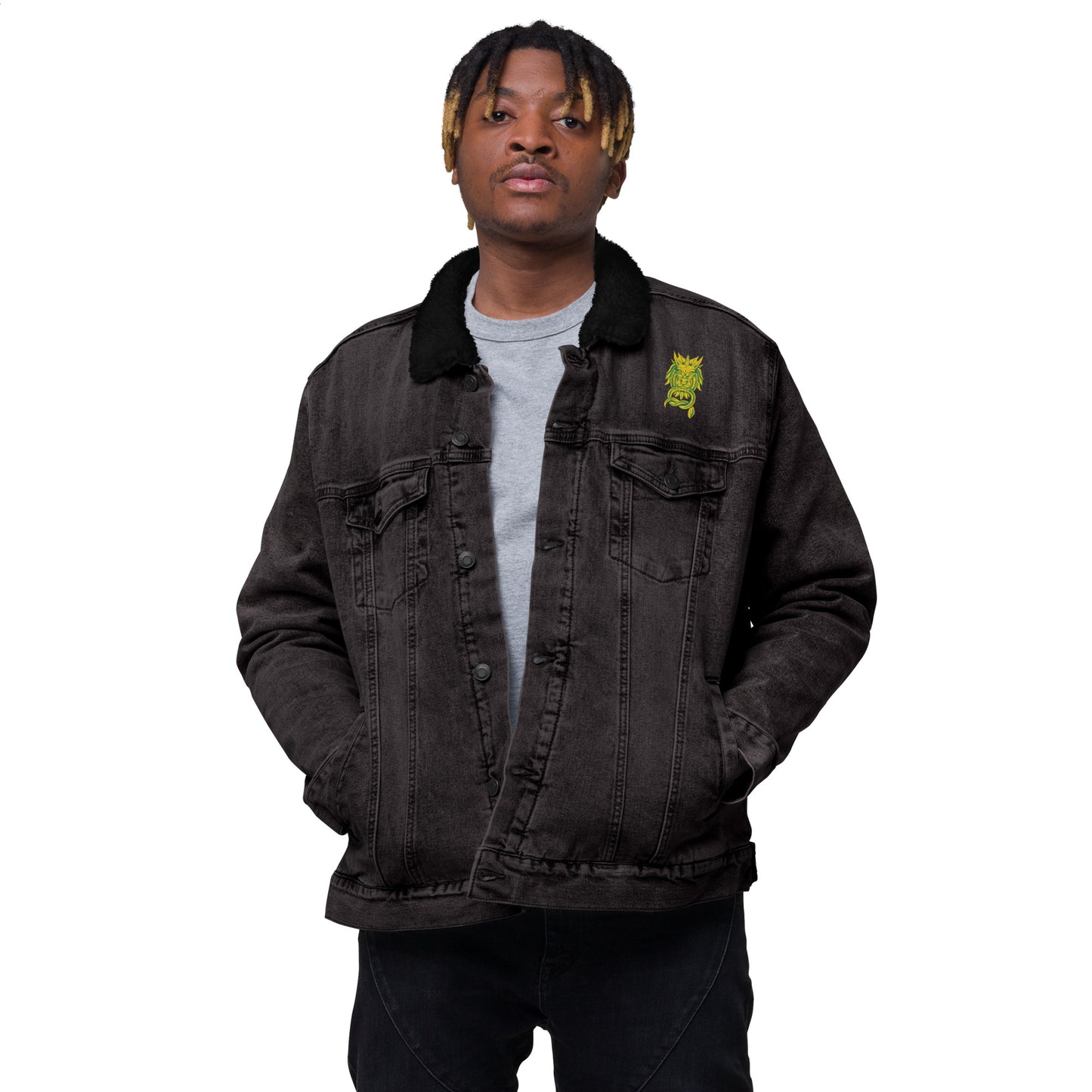 Sanctified Signature- Unisex denim sherpa jacket