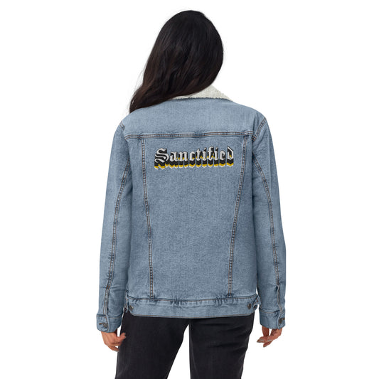 Sanctified Signature- denim sherpa jacket