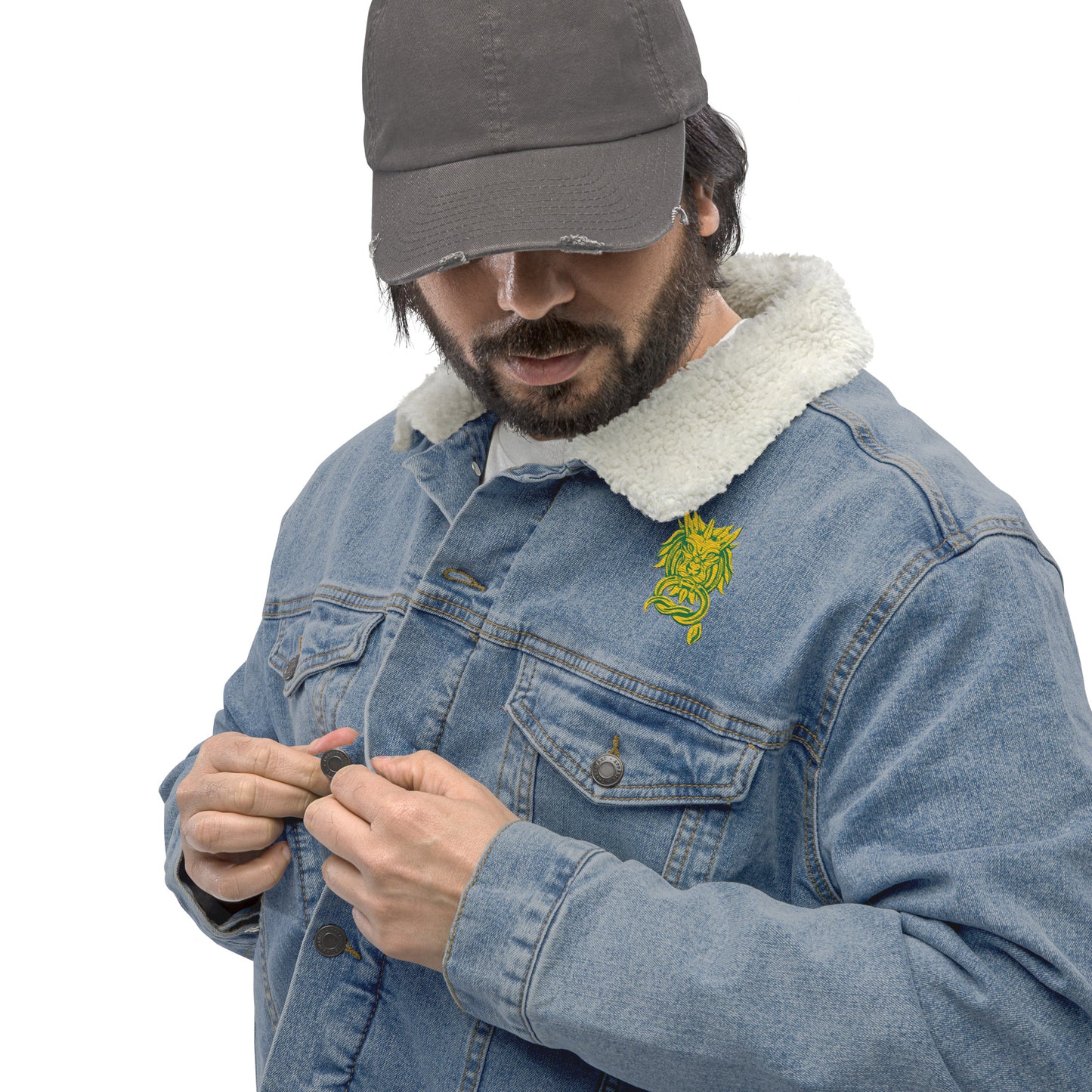 Sanctified Signature- Unisex denim sherpa jacket