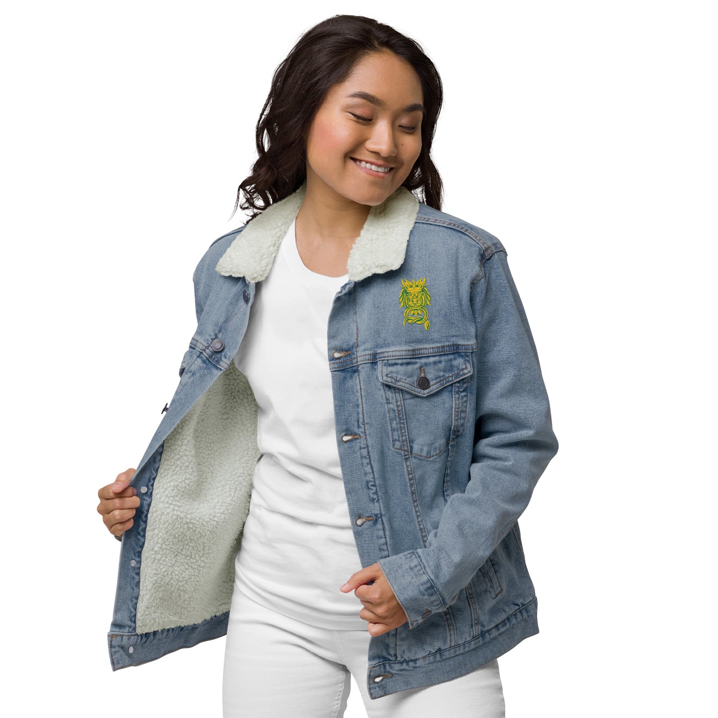 Sanctified Signature- Unisex denim sherpa jacket