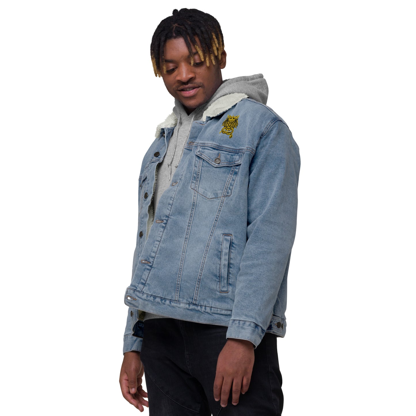 Sanctified Signature- denim sherpa jacket