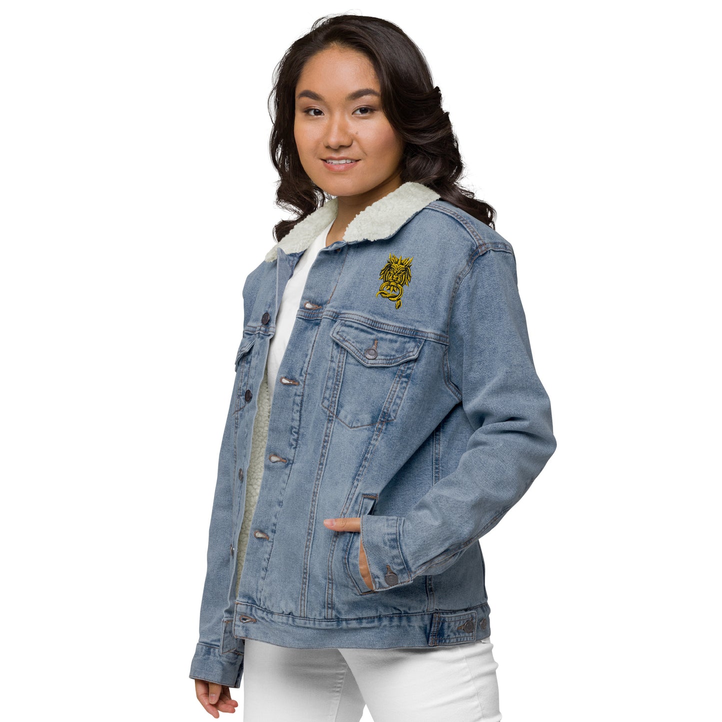 Sanctified Signature- denim sherpa jacket