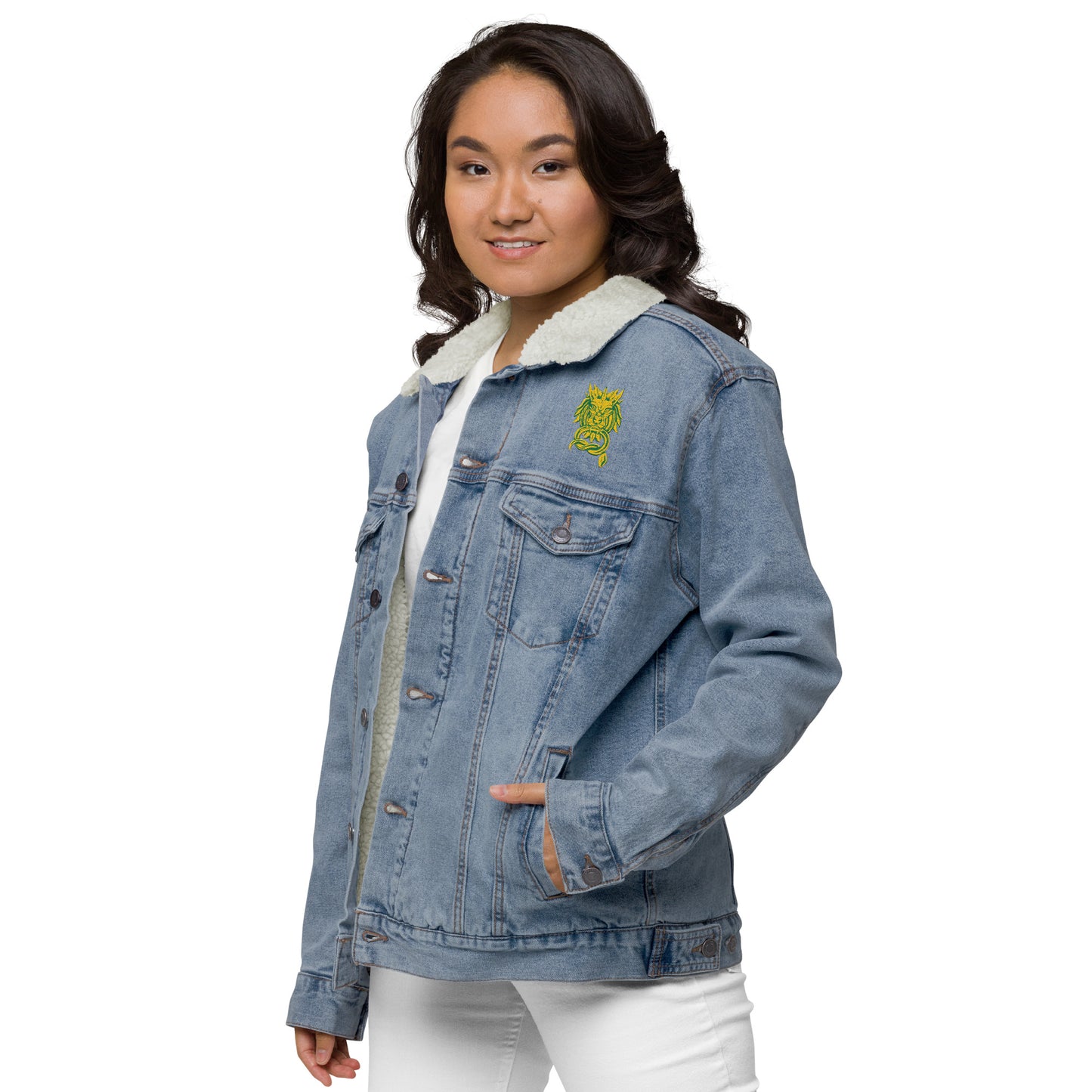 Sanctified Signature- Unisex denim sherpa jacket