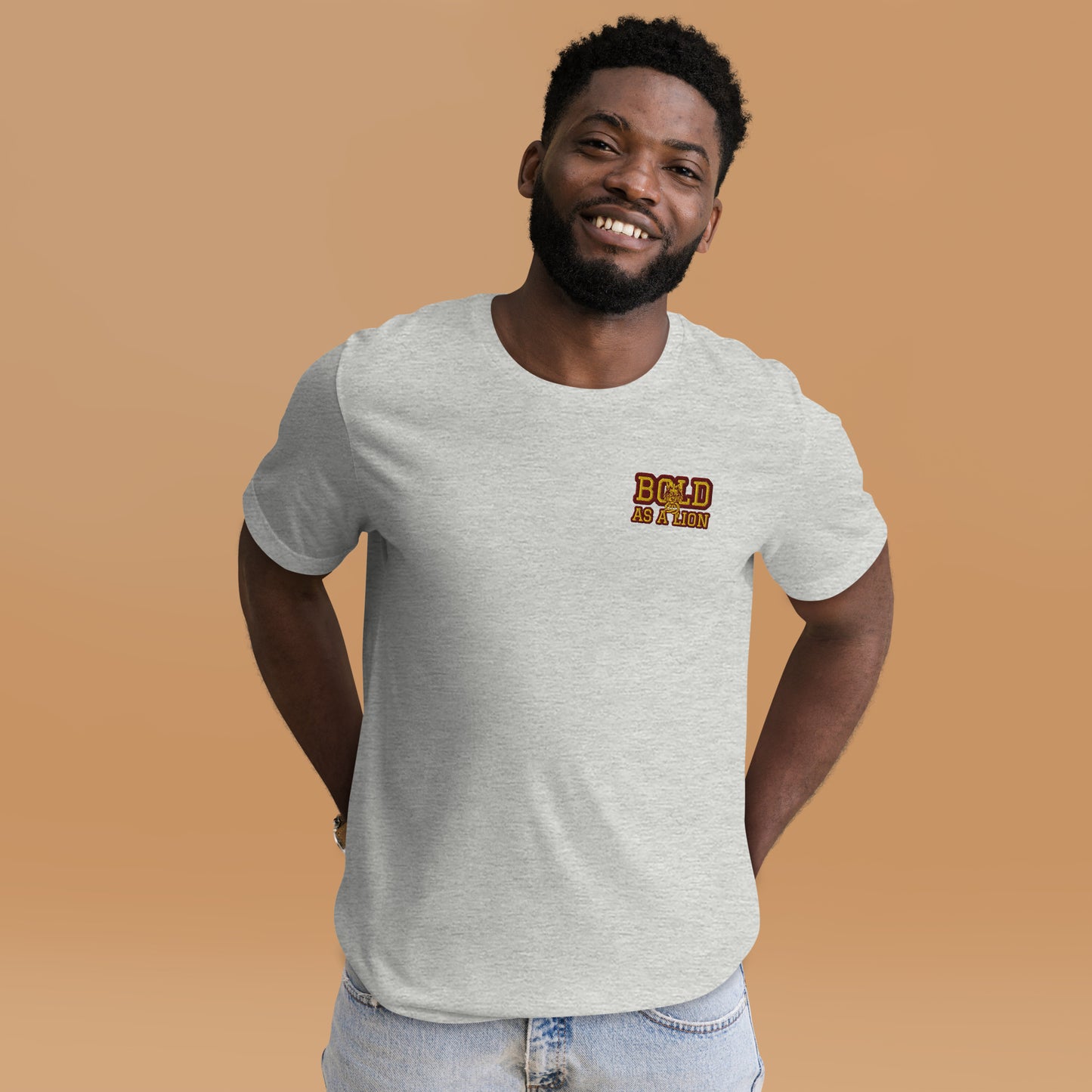 BOLD AS A LION- EMBROIDERED FRONT Unisex t-shirt