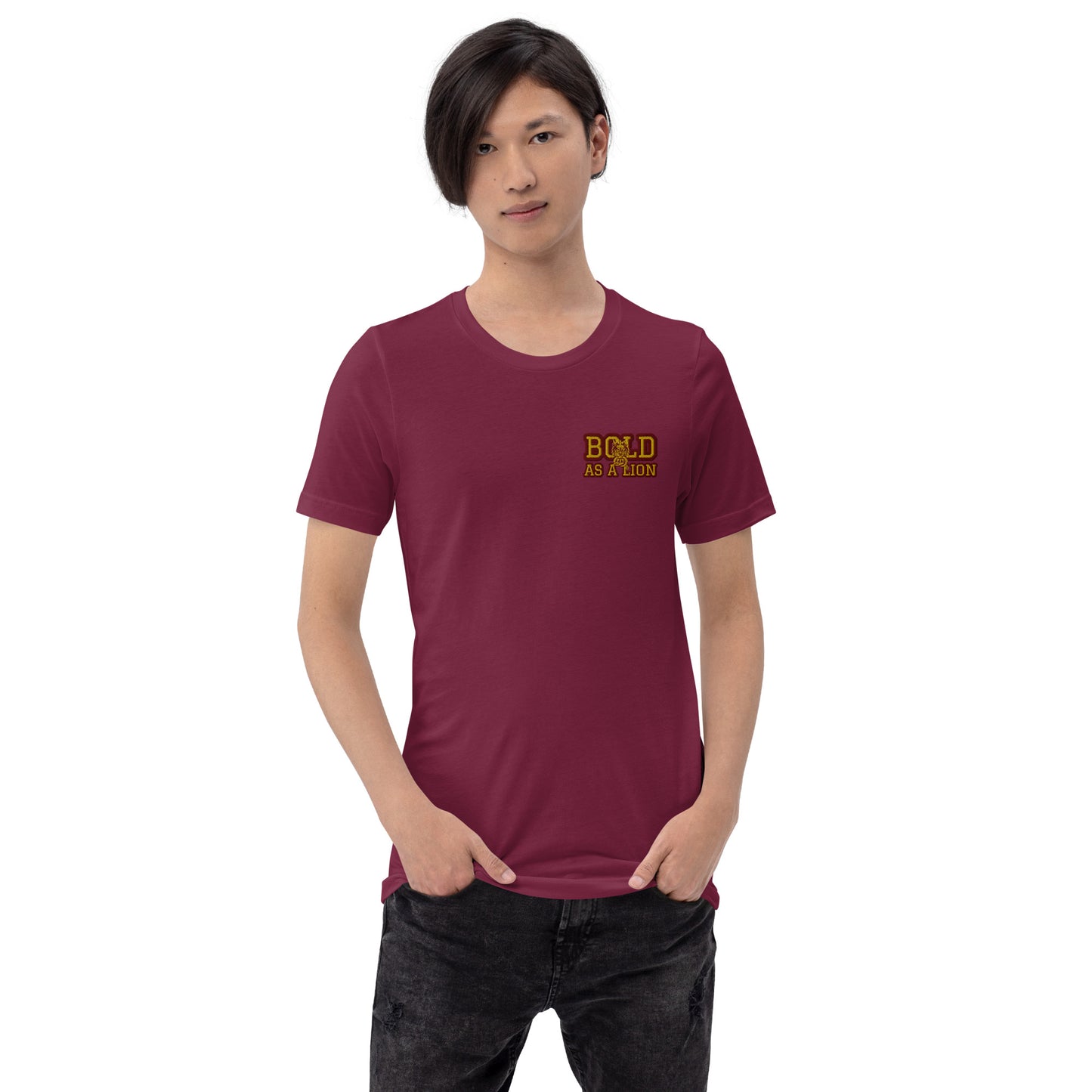 BOLD AS A LION- EMBROIDERED FRONT Unisex t-shirt