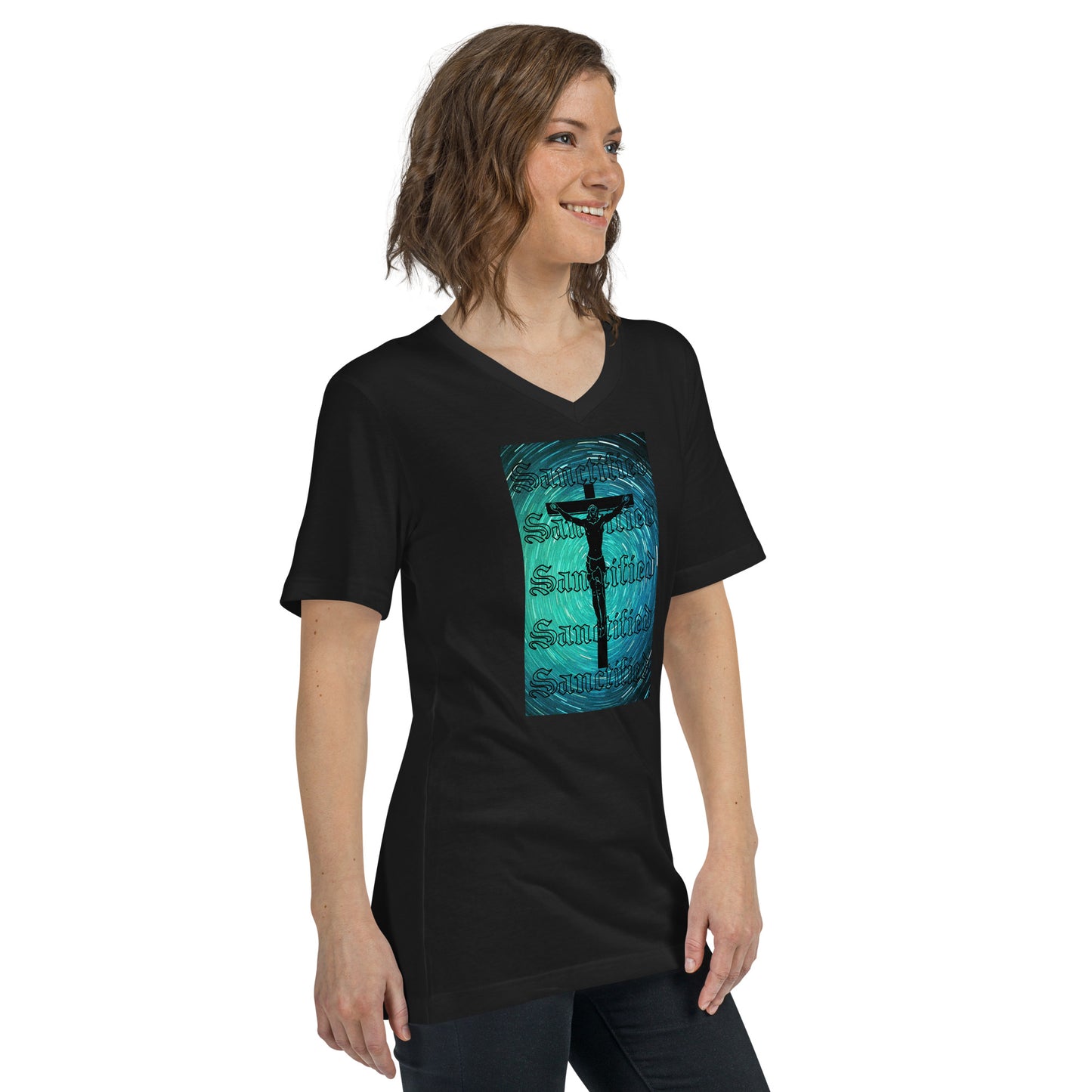Sanctified- Unisex Short Sleeve V-Neck T-Shirt