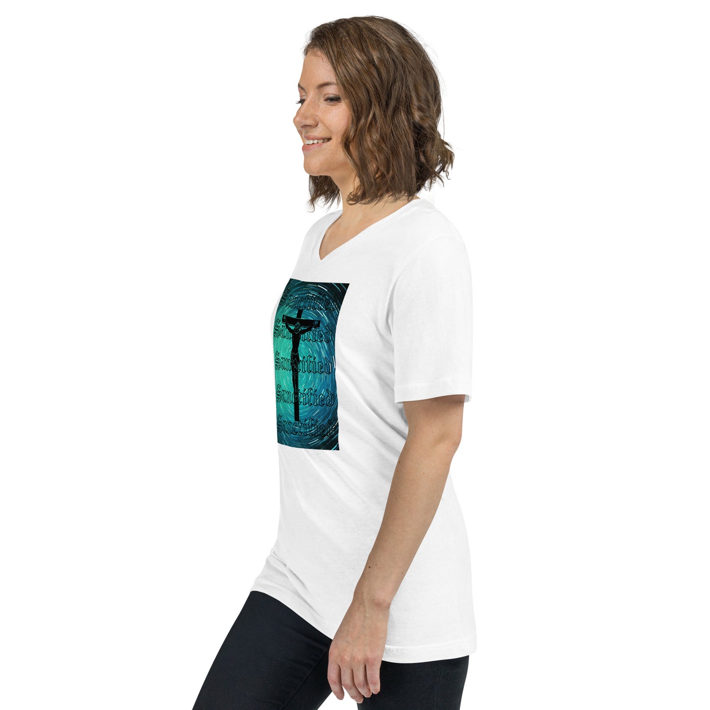 Sanctified- Unisex Short Sleeve V-Neck T-Shirt