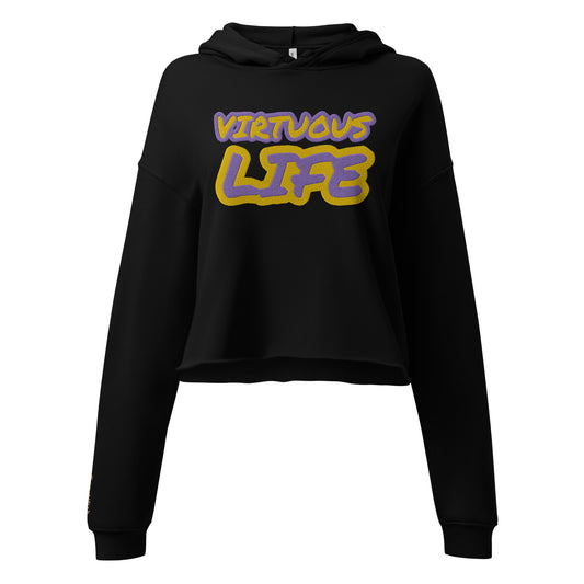 VIRTUOUS LIFE-  EMBROIDERED FRONT Crop Hoodie