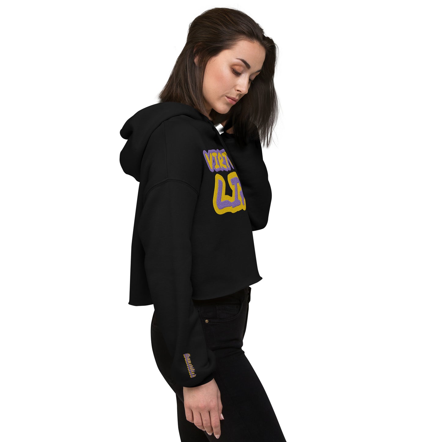 VIRTUOUS LIFE-  EMBROIDERED FRONT Crop Hoodie