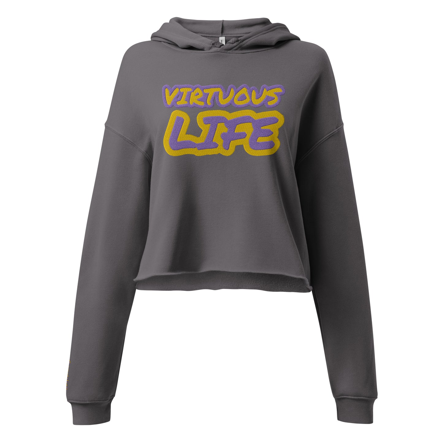 VIRTUOUS LIFE-  EMBROIDERED FRONT Crop Hoodie